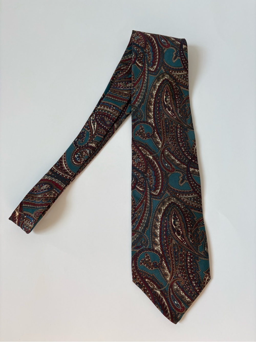 VNTG Christian Dior Monsieur Silk Blue Red Cream Paisley Abstract Tie Career
